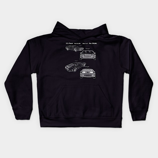 Delorean Patent Design T-Shirt Kids Hoodie by DennisMcCarson